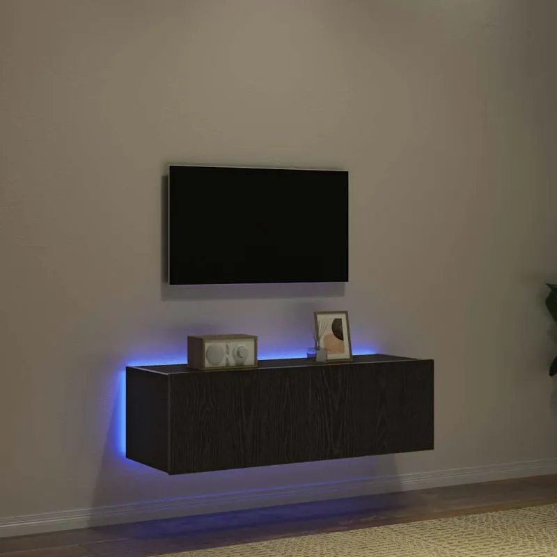TV sieninė spintelė 2 pcs Juodas ąžuolas 100 x 35 x 31 cm