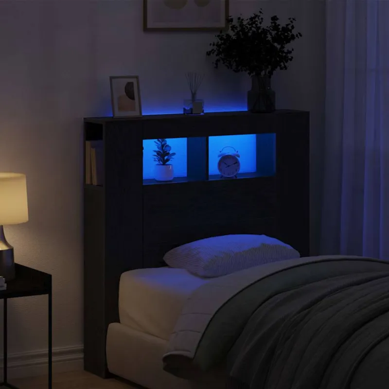 LED galvūgalis su lentyna Juodas ąžuolas 100 x 18,5 x 103,5 cm