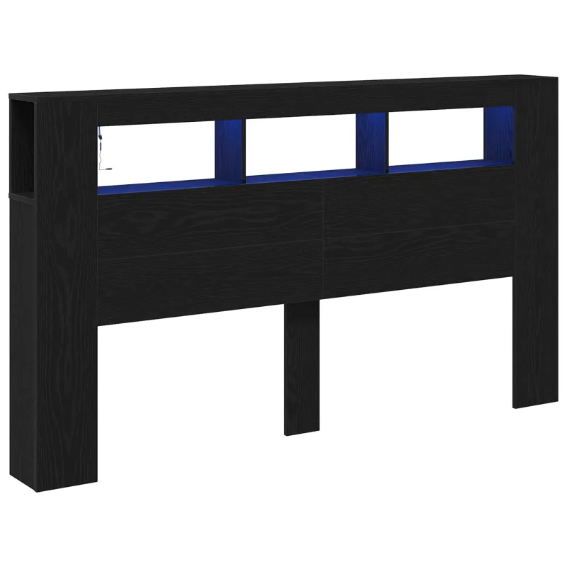 LED galvūgalis su lentyna Juodas ąžuolas 180 x 18,5 x 103,5 cm