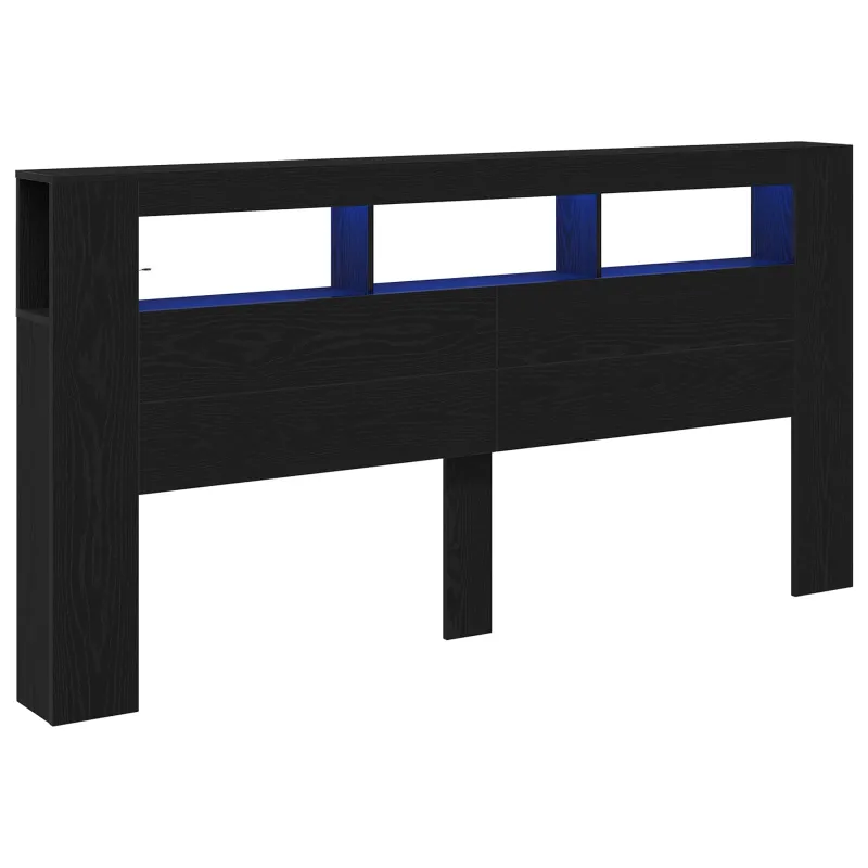 LED galvūgalis su lentyna Juodas ąžuolas 200 x 18,5 x 103,5 cm