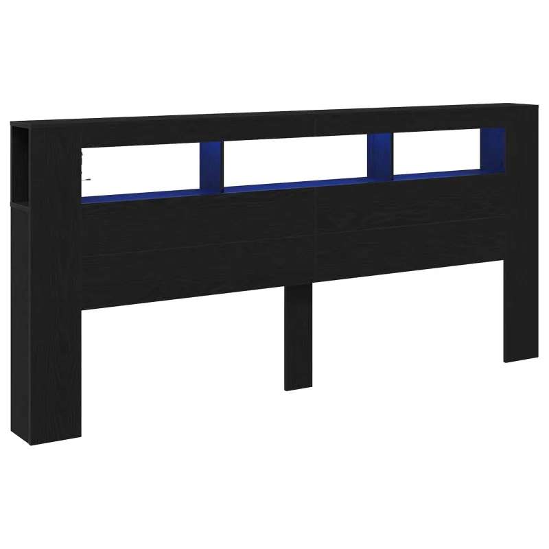 LED galvūgalis su lentyna Juodas ąžuolas 220 x 18,5 x 103,5 cm