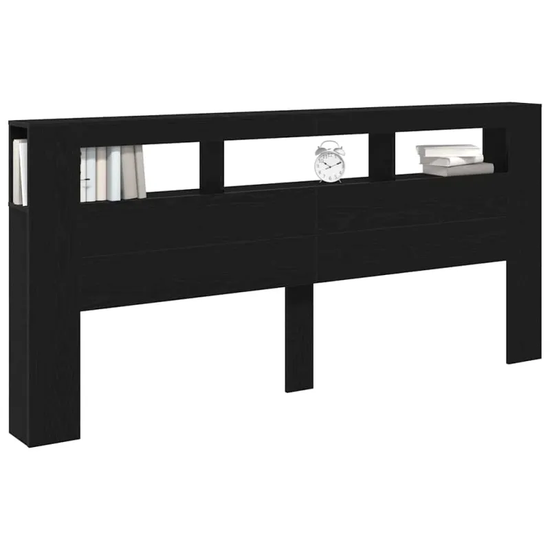 LED galvūgalis su lentyna Juodas ąžuolas 220 x 18,5 x 103,5 cm