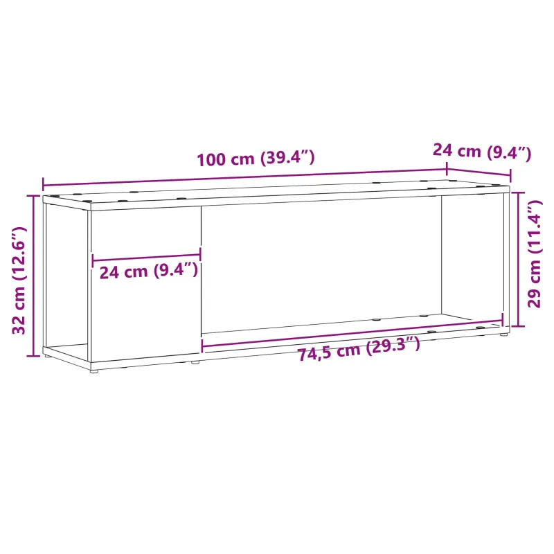 TV spintelių komplektas Juoda 100 x 24 x 63 cm Apdirbta mediena
