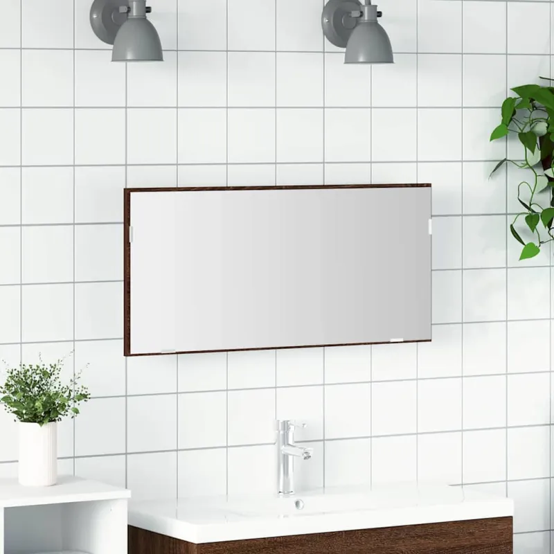 Veidrodis ruda ąžuolo 80 x 37 cm Stiklas ir inžinerinė mediena
