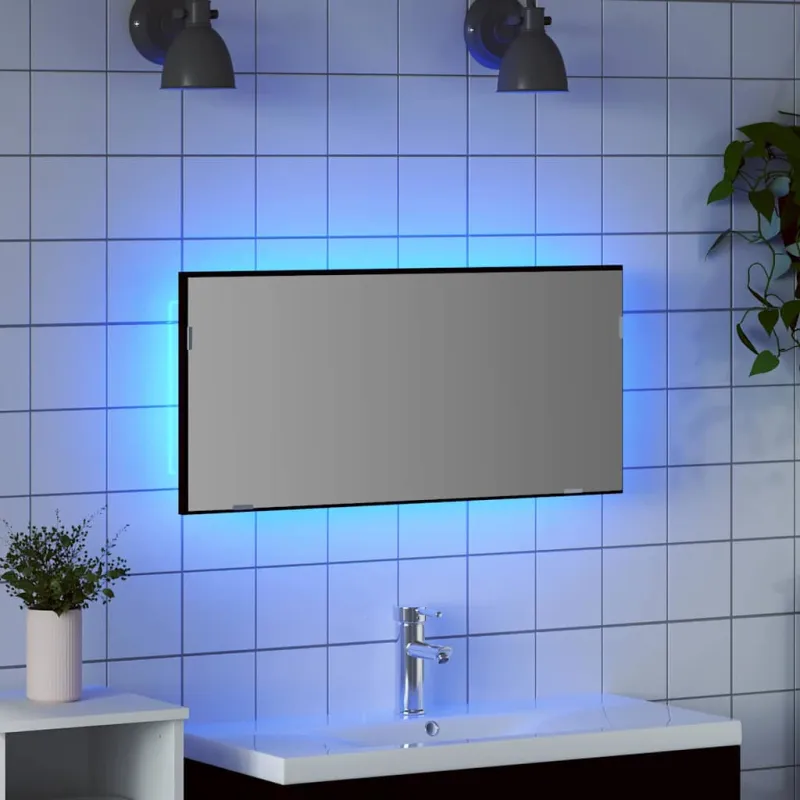 Veidrodis juoda ąžuolo 80 x 37 cm Stiklas ir inžinerinė mediena