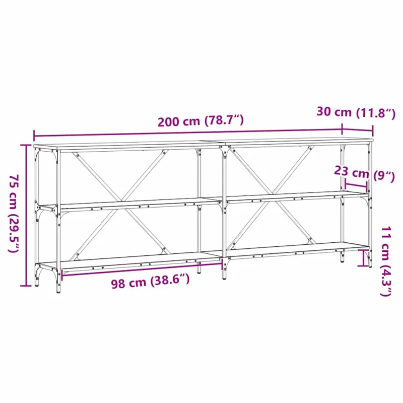 Konsolinis stalas Senas medis 200 x 30 x 75 cm Apdirbta mediena