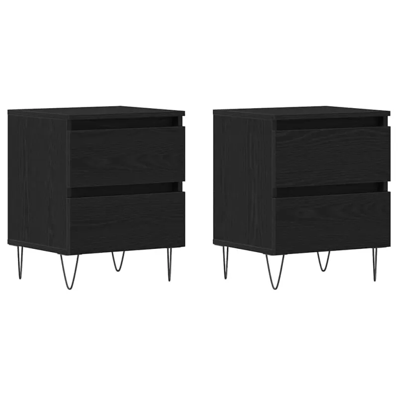 Šalia lovos spintelė 2 pcs juoda ąžuolo 40 x 35 x 50 cm
