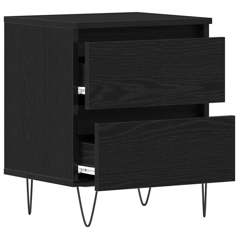 Šalia lovos spintelė 2 pcs juoda ąžuolo 40 x 35 x 50 cm