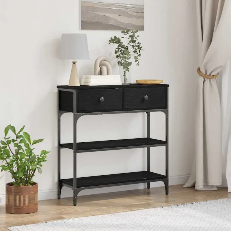 Konsolinis stalas su stalčių Juodas ąžuolas 72.5 x 25 x 75 cm