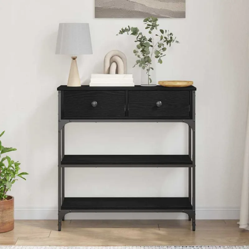 Konsolinis stalas su stalčių Juodas ąžuolas 72.5 x 25 x 75 cm
