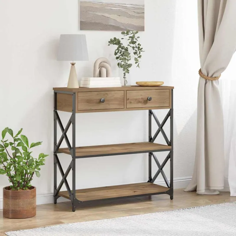 Konsolės stalas su stalčių artisano ąžuolo 75 x 28 x 75 cm