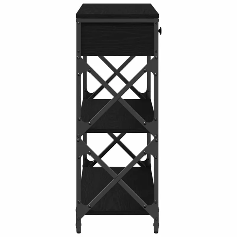 Konsolės stalas su stalčių juoda ąžuolo 75 x 28 x 75 cm