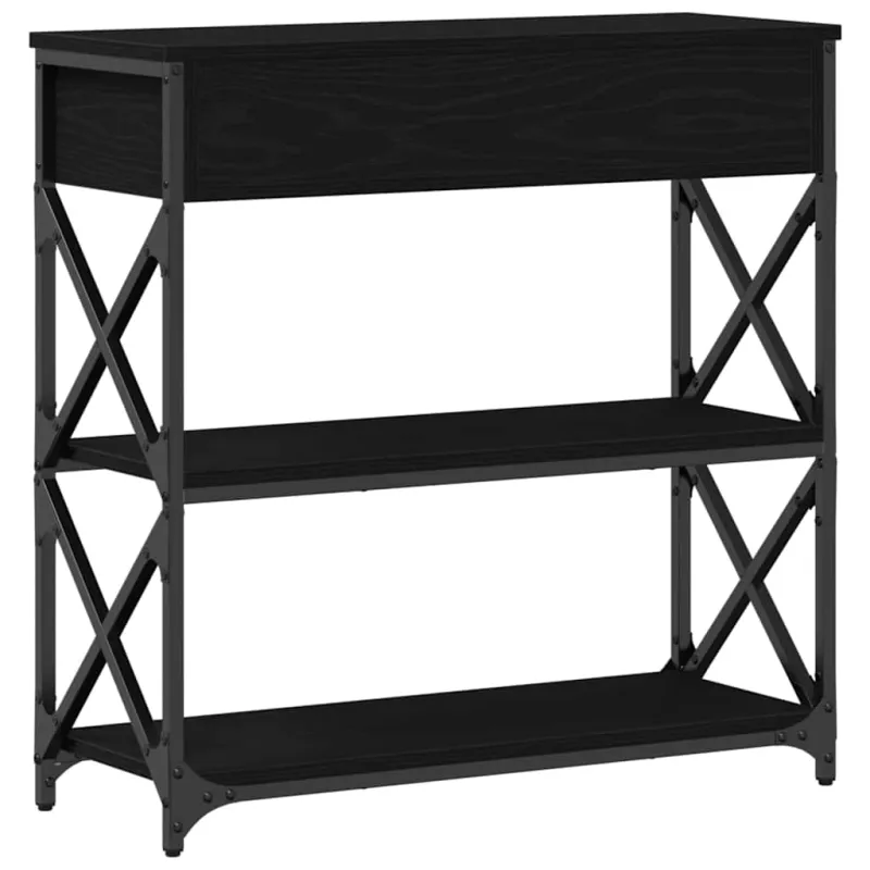Konsolės stalas su stalčių juoda ąžuolo 75 x 28 x 75 cm
