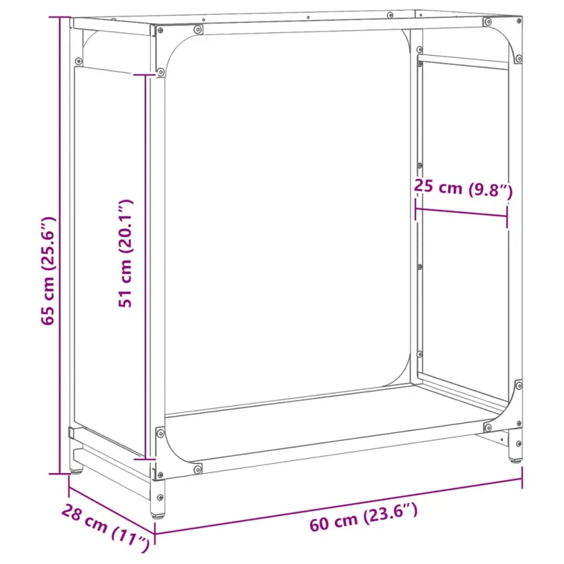 Stovas malkoms, 60x28x65 cm, šaltai valcuotas plienas
