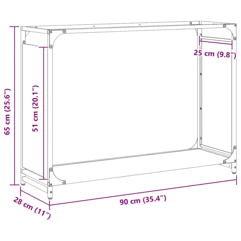 Stovas malkoms, juodos, 90x28x65 cm, šaltai valcuotas plienas