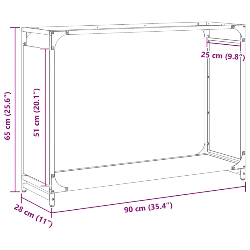 Stovas malkoms, 90x28x65 cm, šaltai valcuotas plienas