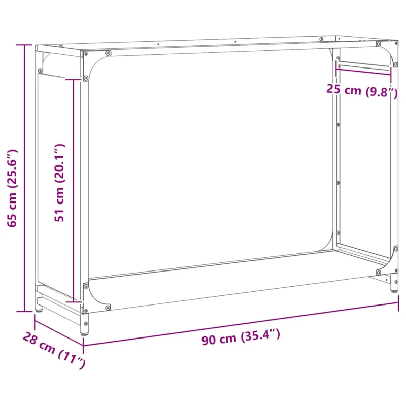Stovas malkoms, 90x28x65 cm, šaltai valcuotas plienas