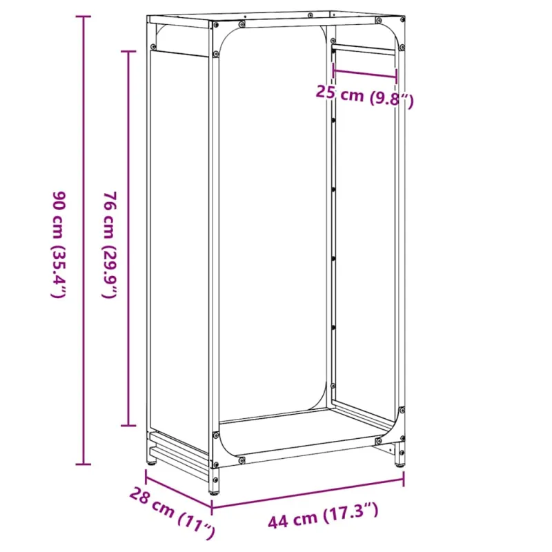 Stovas malkoms, balta, 44x28x90 cm, šaltai valcuotas plienas