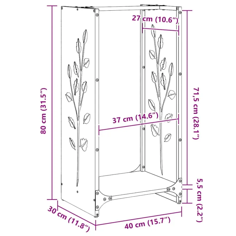 Stovas malkoms, balta, 40x30x80 cm, šaltai valcuotas plienas