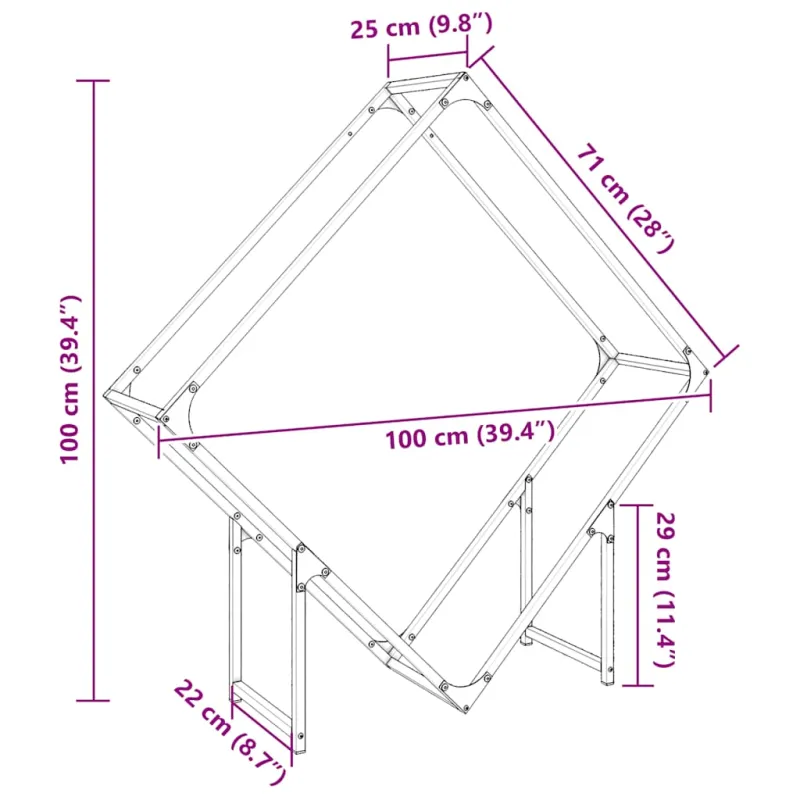 Malkų lentyna Juoda 100x25x100 cm Šaltai valcuotas plienas