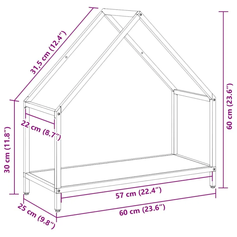 Malkų lentyna Juoda 60x25x60 cm Šaltai valcuotas plienas