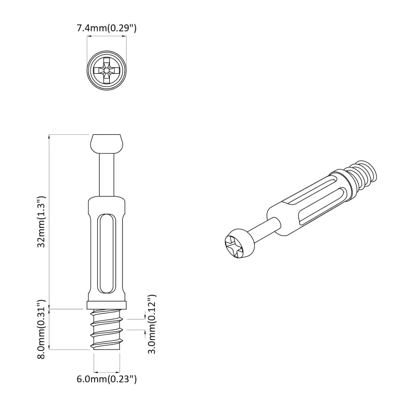 Kamščio varžtas 2 pcs Sidabrinė ir juoda M6 x 40 mm Metalas