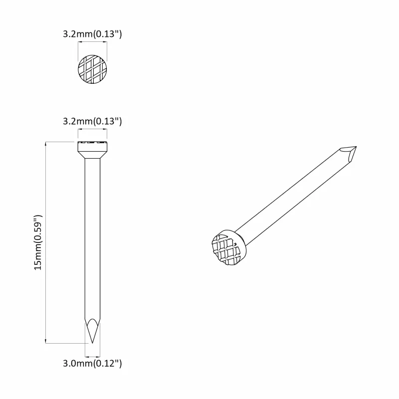 Nagai Medžiui 12 pcs Sidabro Ø 3 x 15 mm Metalas