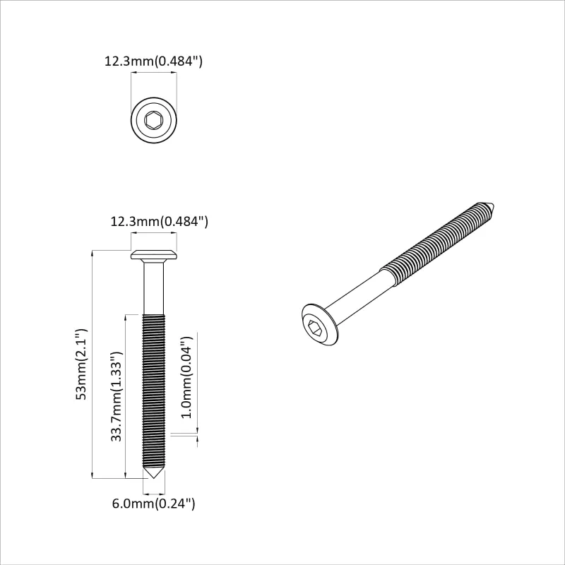 Varžtas 12 pcs Sidabro M6 x 50 mm Plienas