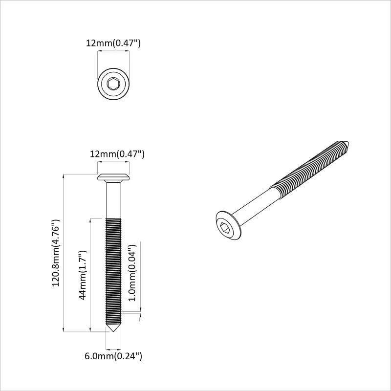 Varžtas 12 pcs Sidabro M6 x 100 mm Plienas