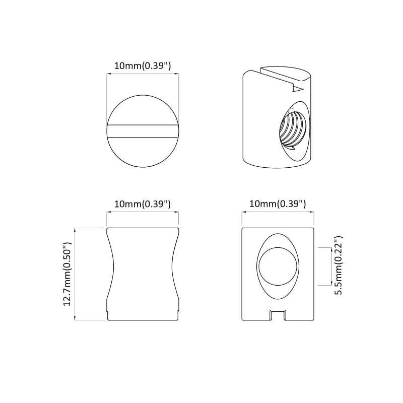 Cilindrinės veržlės 2 pcs Sidabro M6 x 12 mm Metalas