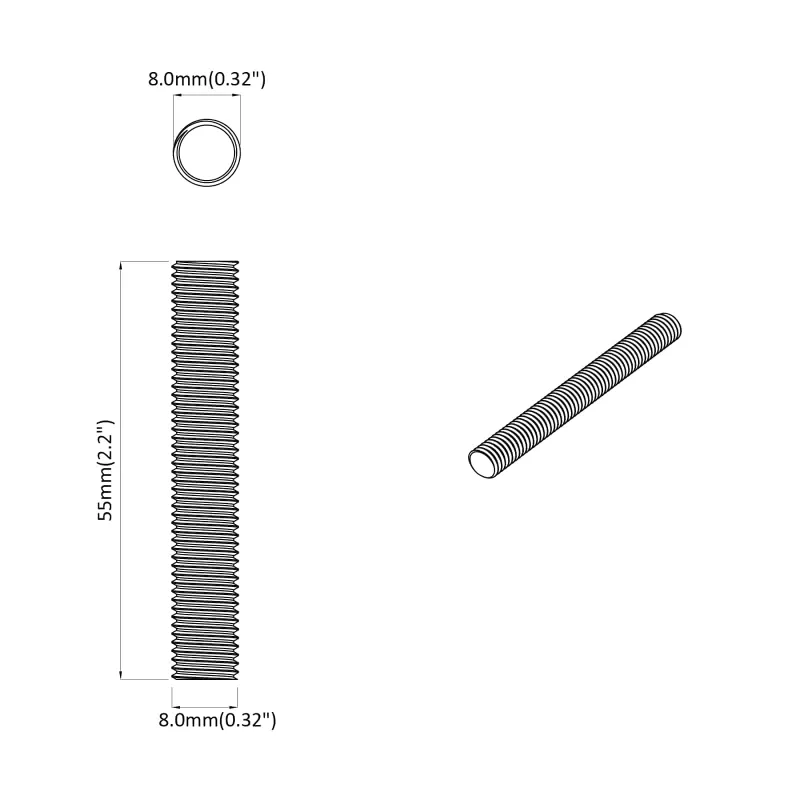 Srieginis strypas 2 pcs Sidabro 8 x 55 mm Plienas