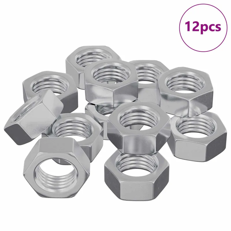 Hex veržlė 12 pcs Sidabro M6 Metalas