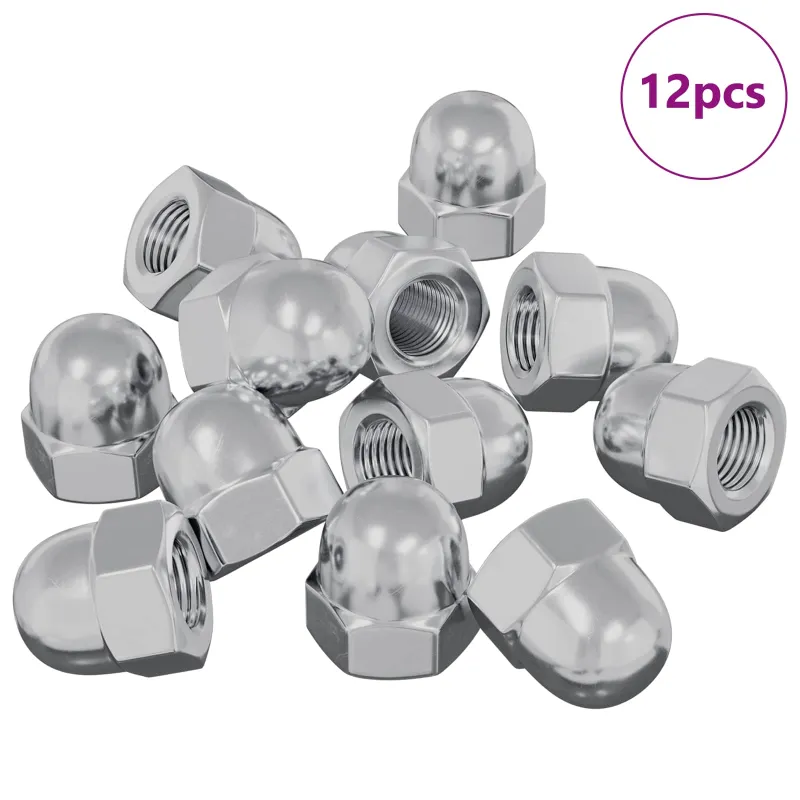 Hex gilių riešutai 12 pcs Sidabro m8 Metalas