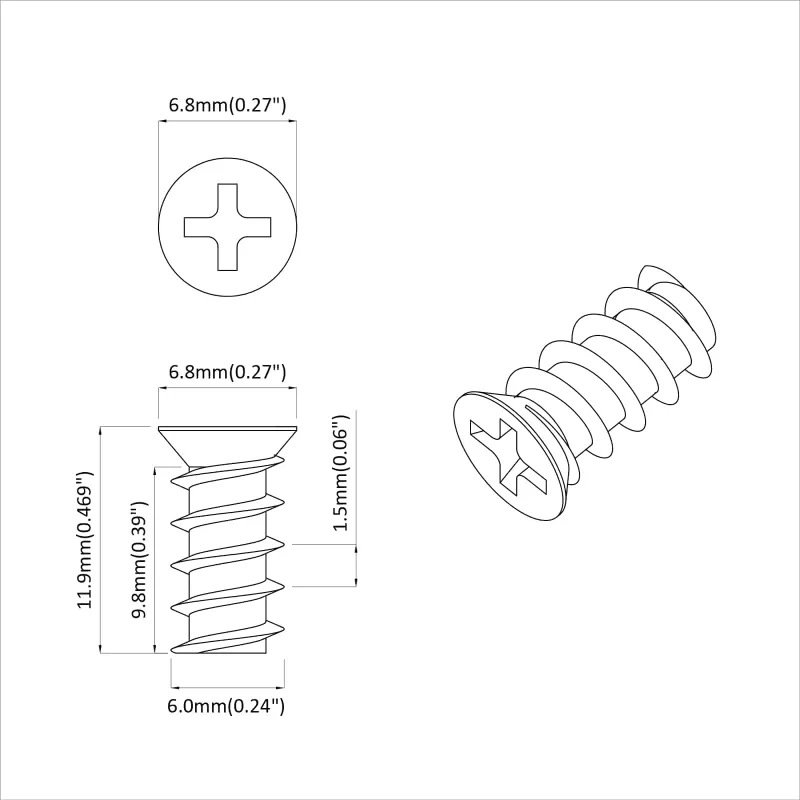 Varžtas 12 pcs Sidabro M6 x 12 mm Geležis