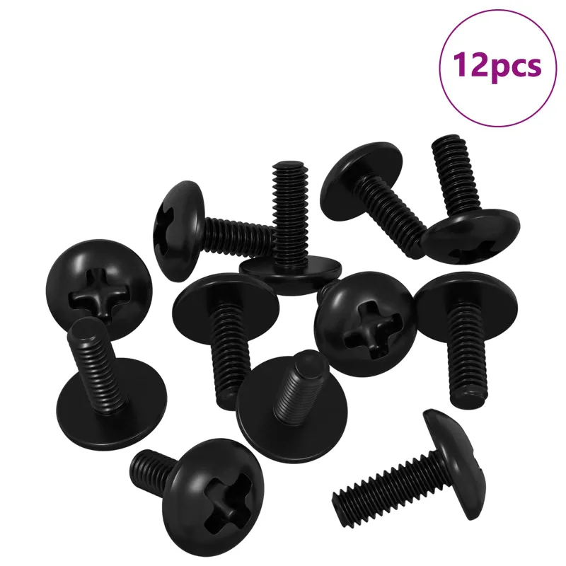 Vamzdiniai varžtai 12 pcs Juoda M4 x 10 mm Geležis
