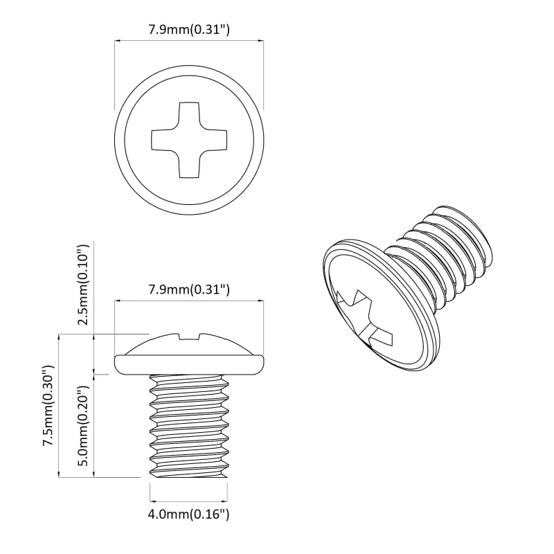 Užrakto varžtai 2 pcs Sidabro M4 x 5 mm Geležis