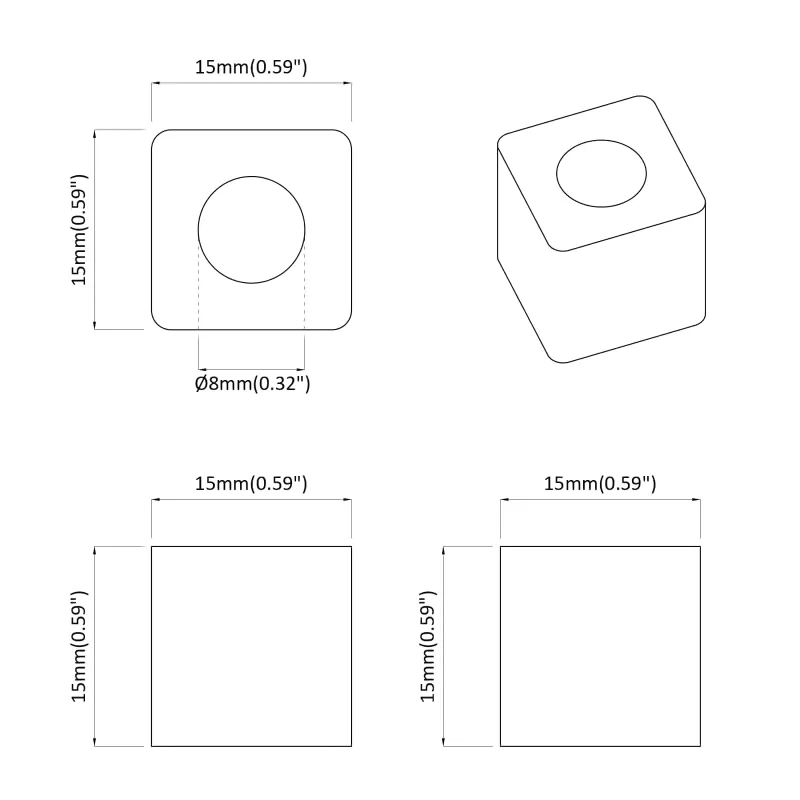 Stalčiaus laikiklis 2 pcs Juoda 15 x 15 x 15mm PP kopolimeras