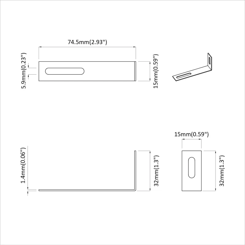 Anti Tip laikiklis 2 pcs Sidabro 74,5 x 15 x 32 mm Geležis