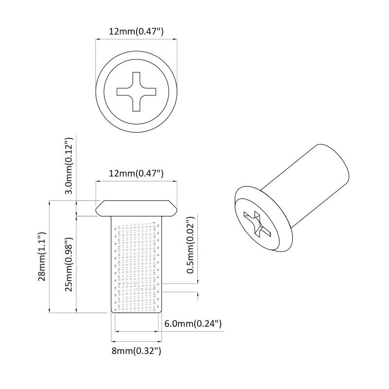 Užrakto veržlė 2 pcs Nikelio M6 x 25 mm Plienas
