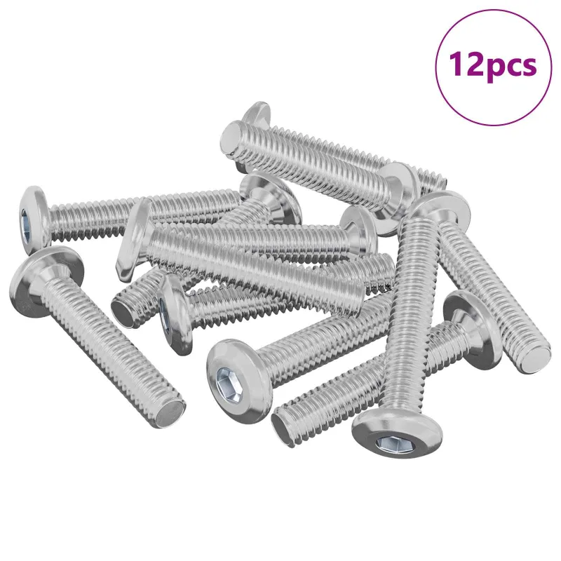 Galvos užrakto varžtas 12 pcs Sidabro M6 x 30 mm Plienas