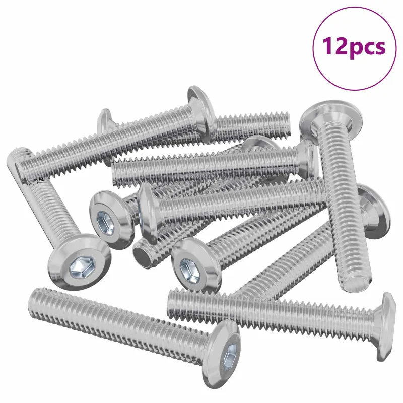 Galvos užrakto varžtas 12 pcs Sidabro M6 x 35 mm Plienas