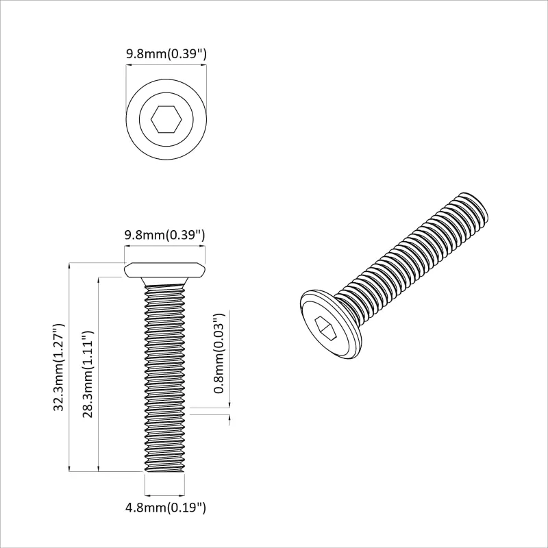 Varžtas 2 pcs Sidabro 5 x 30 mm Geležis