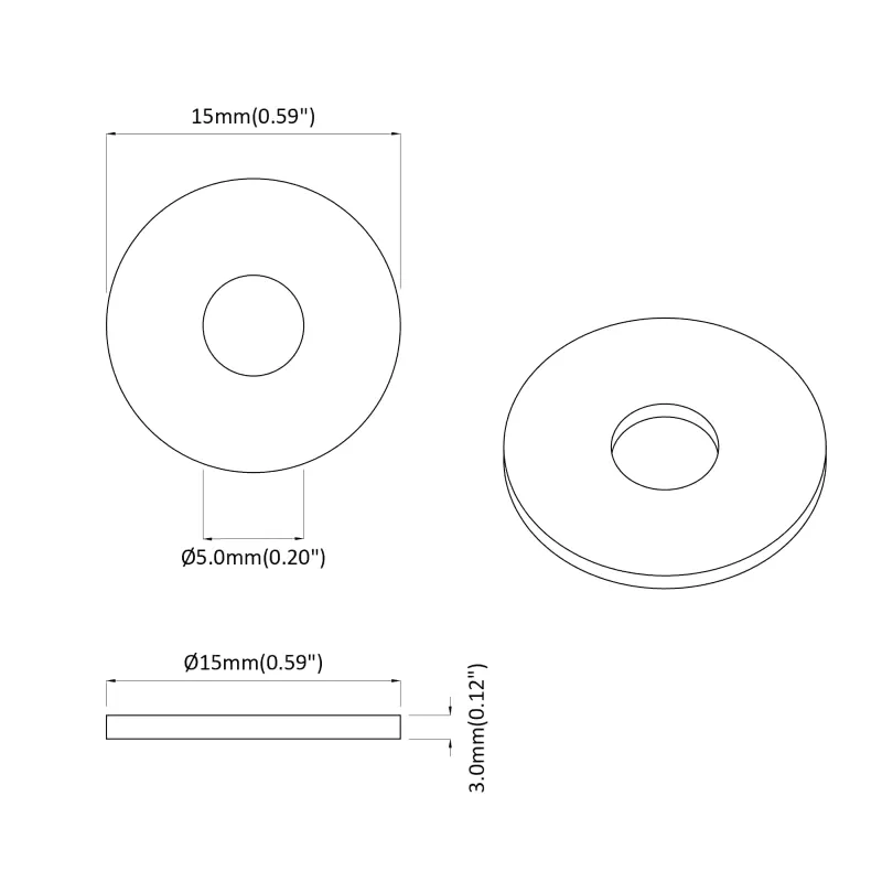 tinkamas plokščiai tarpinei 2 pcs Juoda ∅15 x 3 mm