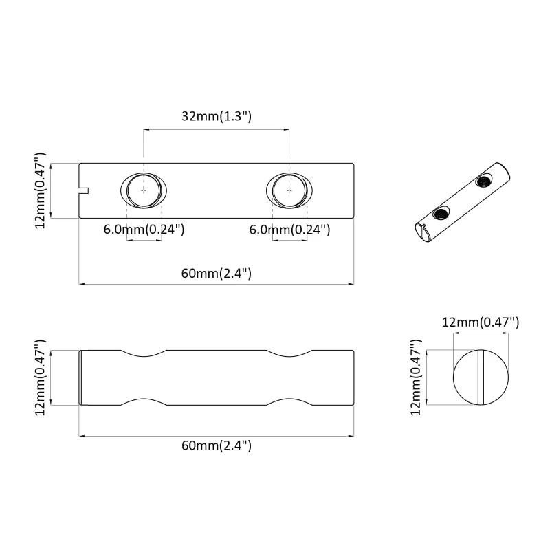 Riešutas 2 pcs Cinkuota 60 x 12 mm Geležis