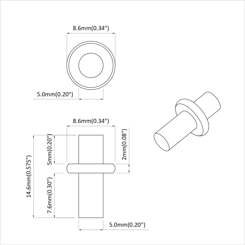 Policis 2 pcs Sidabro 8,6 x 8,6 x 14,6 mm Plienas