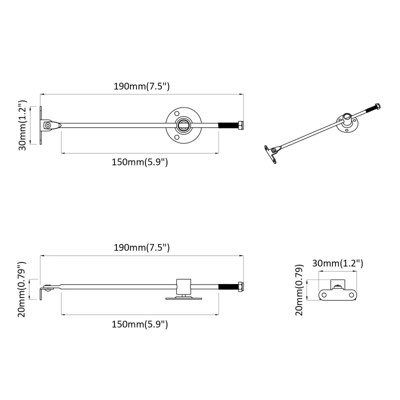 Trūkčiojimo svirtis 12 pcs Sidabro 190 mm Metalas