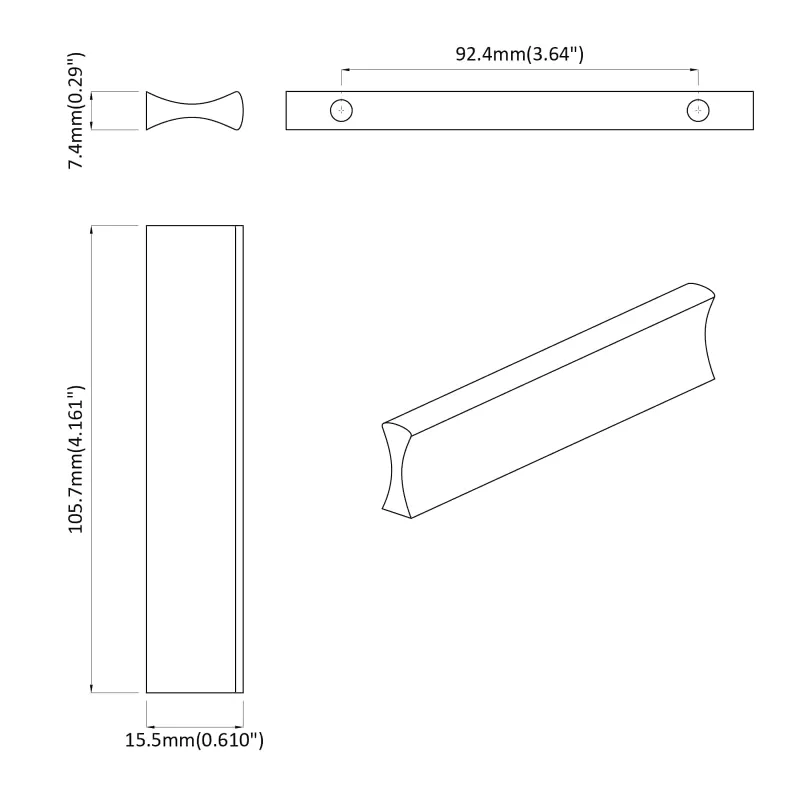 Rankena 12 pcs Sidabro 105.7 x 7.4 x 15.5 mm Aliuminis