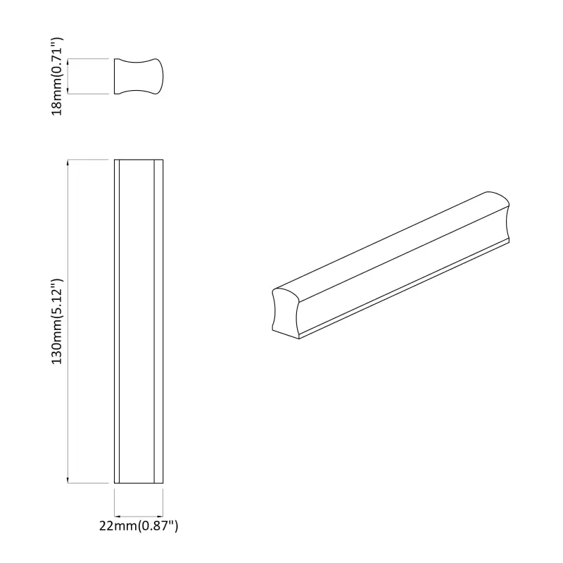 Tiesus rankena 2 pcs Natūralios medienos spalva