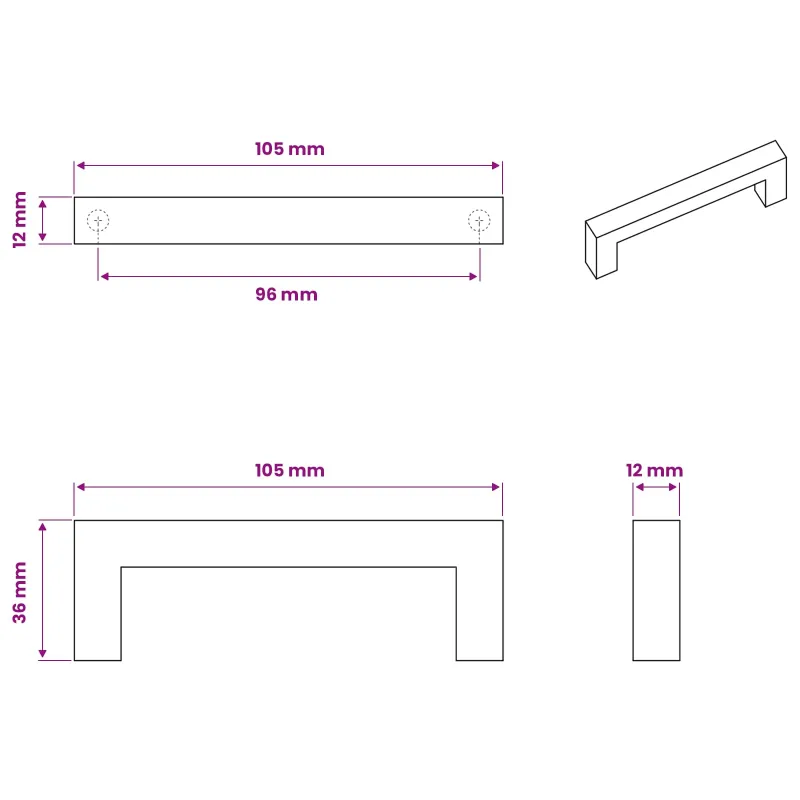 Baldų rankena 530 pcs Juodas 105 x 12 x 36 mm Geležis