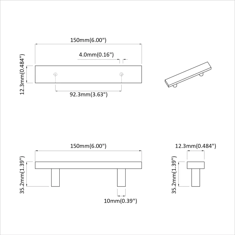 Spintelės rankena 420 pcs Juoda 150 x 12,3 x 35,2 mm